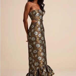 Floral Olive Formal Maxi Dress